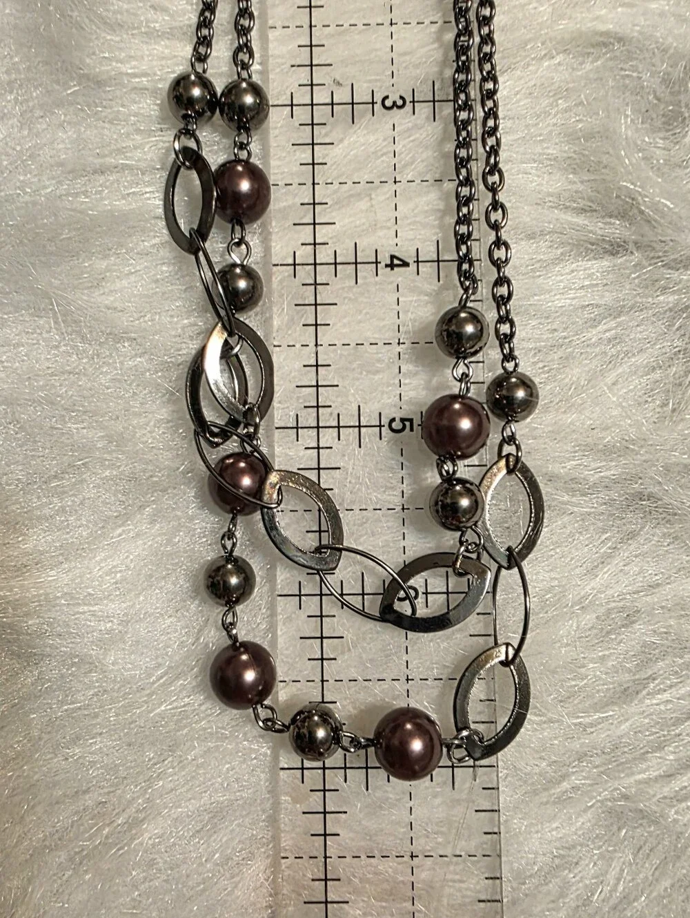 paparazzi Gunmetal & Deep Burgundy Layered Beaded Necklace Set